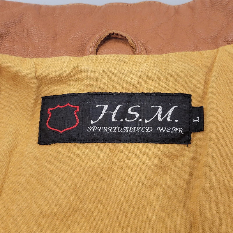 【中古品】【メンズ】 H.S.M. MULTI POCKET LEATHER JACKET マルチポケット レザージャケット アウター 146-251115-as-07-izu サイズ：L カラー：ブラウン 万代Net店