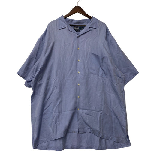 【中古品】【メンズ】 Polo by Ralph Lauren ポロバイラルフローレン CALDWELL コールドウェル 90S SILK LINEN SS OPEN COLLAR SHIRT シルク リネン ショートスリーブ オープン カラー シャツ トップス 半袖 146-251110-cs-04-izu サイズ：2L カラー：ライトブルー 万代Net店