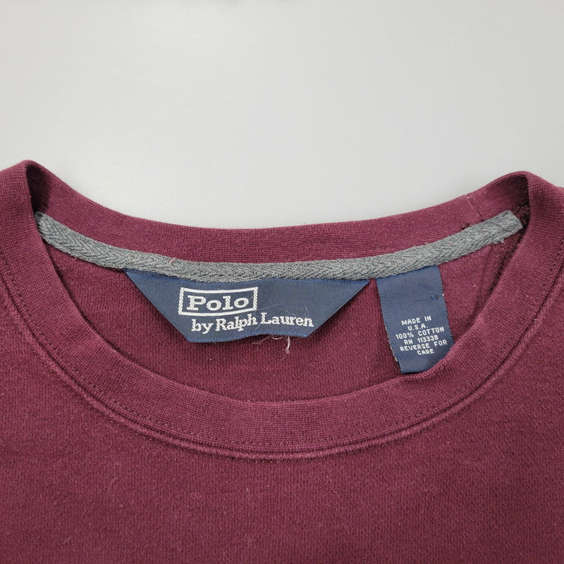 【中古品】【メンズ】 Polo by Ralph Lauren ポロバイラルフローレン SWEATSHIRT スウェットシャツ USA製 トレーナー 長袖 トップス 146-251115-as-16-izu カラー：バーガンディ 万代Net店