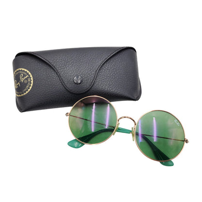 【現状渡し品】【メンズ/レディース】 Ray-Ban レイバン ROUND SUNGLASSES RB3592 ラウンドサングラス 203-251112-as-42-izu サイズ：55□20-145 カラー：グリーン×ゴールド 万代Net店