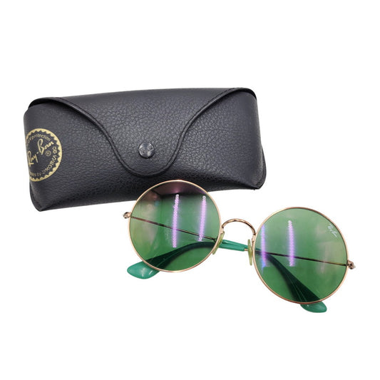 【現状渡し品】【メンズ/レディース】 Ray-Ban レイバン ROUND SUNGLASSES RB3592 ラウンドサングラス 203-251112-as-42-izu サイズ：55□20-145 カラー：グリーン×ゴールド 万代Net店