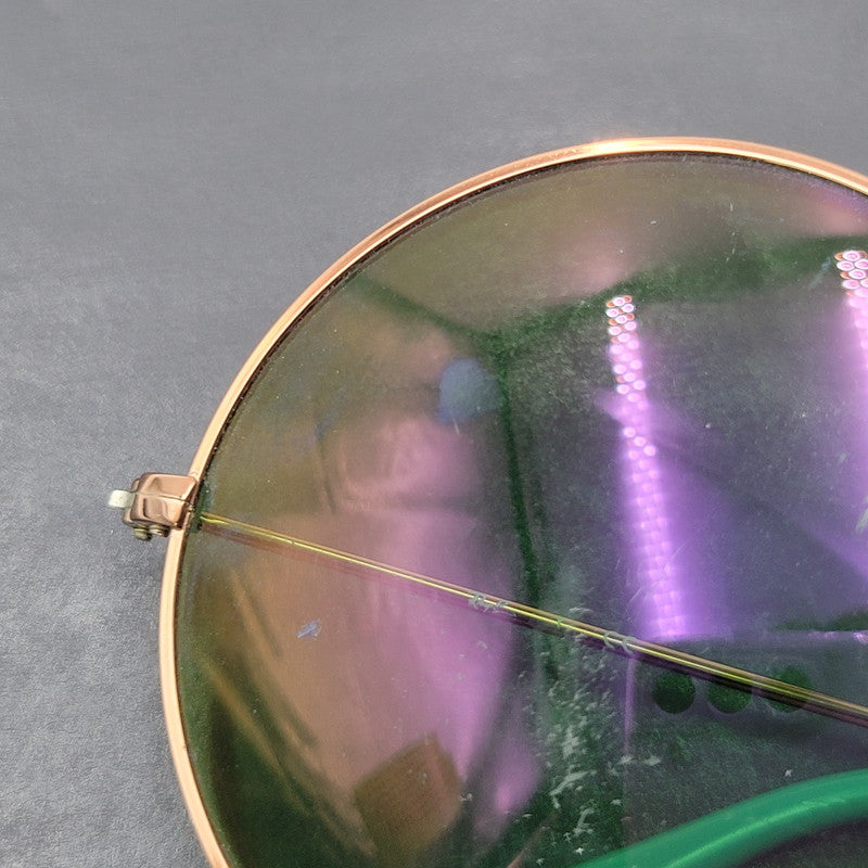 【現状渡し品】【メンズ/レディース】 Ray-Ban レイバン ROUND SUNGLASSES RB3592 ラウンドサングラス 203-251112-as-42-izu サイズ：55□20-145 カラー：グリーン×ゴールド 万代Net店