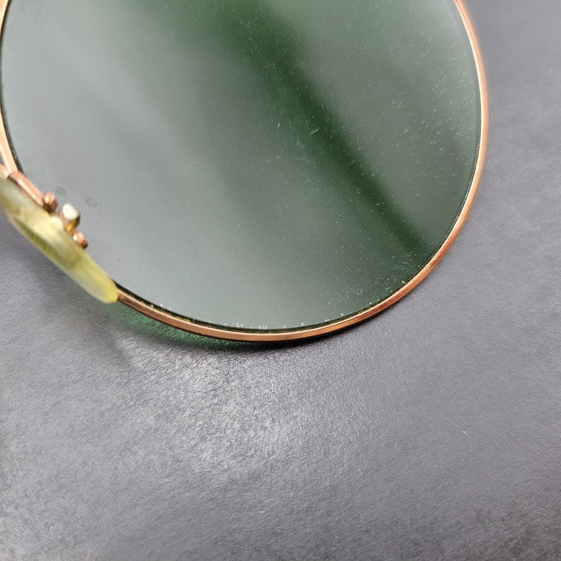 【現状渡し品】【メンズ/レディース】 Ray-Ban レイバン ROUND SUNGLASSES RB3592 ラウンドサングラス 203-251112-as-42-izu サイズ：55□20-145 カラー：グリーン×ゴールド 万代Net店