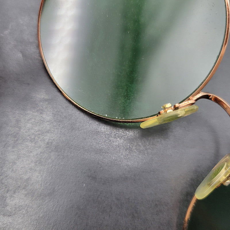 【現状渡し品】【メンズ/レディース】 Ray-Ban レイバン ROUND SUNGLASSES RB3592 ラウンドサングラス 203-251112-as-42-izu サイズ：55□20-145 カラー：グリーン×ゴールド 万代Net店