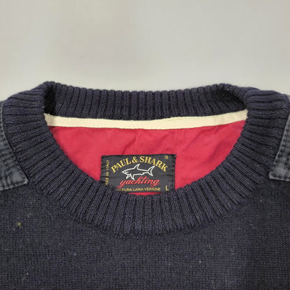 【現状渡し品】【メンズ】 PAUL&SHARK ポールアンドシャーク KNIT SWEATER ニット セーター イタリア製 長袖 トップス 146-251115-as-17-izu サイズ：L カラー：ネイビー 万代Net店