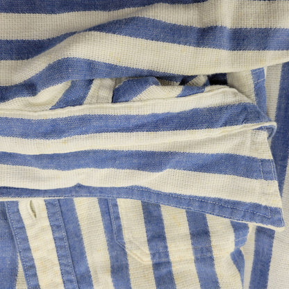 【現状渡し品】【メンズ】 L.L.Bean エルエルビーン COOL WEAVE STRIPE S/S SHIRT ストライプ ショートスリーブ シャツ USA製 半袖 トップス 146-251117-as-14-izu サイズ：L カラー：ブルー×ホワイト 万代Net店