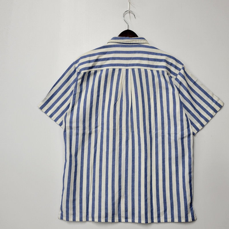 【現状渡し品】【メンズ】 L.L.Bean エルエルビーン COOL WEAVE STRIPE S/S SHIRT ストライプ ショートスリーブ シャツ USA製 半袖 トップス 146-251117-as-14-izu サイズ：L カラー：ブルー×ホワイト 万代Net店