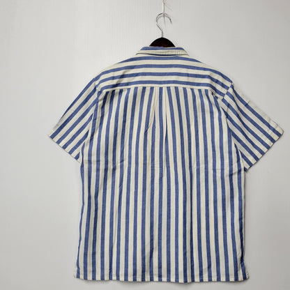 【現状渡し品】【メンズ】 L.L.Bean エルエルビーン COOL WEAVE STRIPE S/S SHIRT ストライプ ショートスリーブ シャツ USA製 半袖 トップス 146-251117-as-14-izu サイズ：L カラー：ブルー×ホワイト 万代Net店