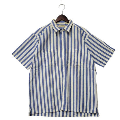 【現状渡し品】【メンズ】 L.L.Bean エルエルビーン COOL WEAVE STRIPE S/S SHIRT ストライプ ショートスリーブ シャツ USA製 半袖 トップス 146-251117-as-14-izu サイズ：L カラー：ブルー×ホワイト 万代Net店