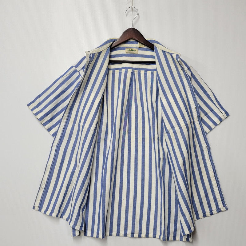 【現状渡し品】【メンズ】 L.L.Bean エルエルビーン COOL WEAVE STRIPE S/S SHIRT ストライプ ショートスリーブ シャツ USA製 半袖 トップス 146-251117-as-14-izu サイズ：L カラー：ブルー×ホワイト 万代Net店