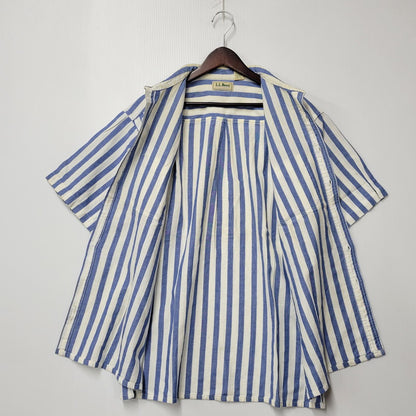【現状渡し品】【メンズ】 L.L.Bean エルエルビーン COOL WEAVE STRIPE S/S SHIRT ストライプ ショートスリーブ シャツ USA製 半袖 トップス 146-251117-as-14-izu サイズ：L カラー：ブルー×ホワイト 万代Net店