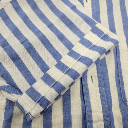 【現状渡し品】【メンズ】 L.L.Bean エルエルビーン COOL WEAVE STRIPE S/S SHIRT ストライプ ショートスリーブ シャツ USA製 半袖 トップス 146-251117-as-14-izu サイズ：L カラー：ブルー×ホワイト 万代Net店