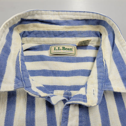 【現状渡し品】【メンズ】 L.L.Bean エルエルビーン COOL WEAVE STRIPE S/S SHIRT ストライプ ショートスリーブ シャツ USA製 半袖 トップス 146-251117-as-14-izu サイズ：L カラー：ブルー×ホワイト 万代Net店