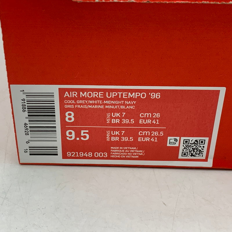 【中古品】【メンズ/レディース】 NIKE ナイキ AIR MORE UPTEMPO '96 921948-003 エア モア アップテンポ '96 スニーカー シューズ 靴 160-251112-as-08-izu サイズ：26cm カラー：COOL GREY/WHITE-MIDNIGHT NAVY 万代Net店