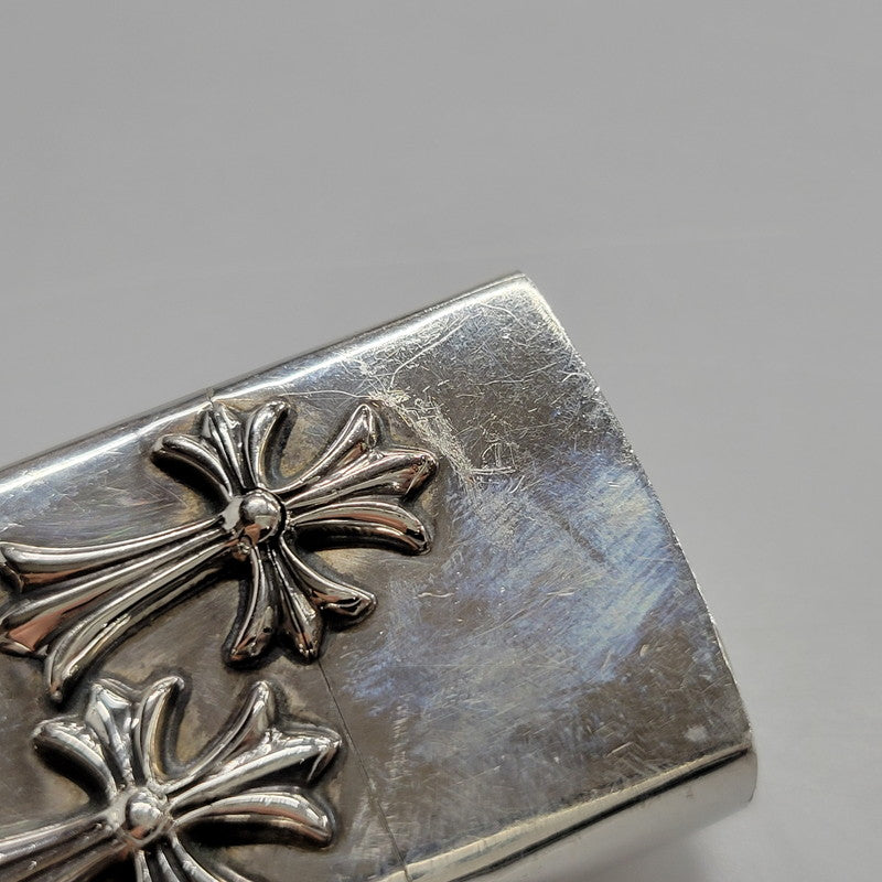 【中古品】【メンズ/レディース】 CHROME HEARTS クロムハーツ ZIPPO ジッポー タイニーダブルクロス スリムV2 ライター 190-251214-as-03-izu カラー：シルバー 万代Net店