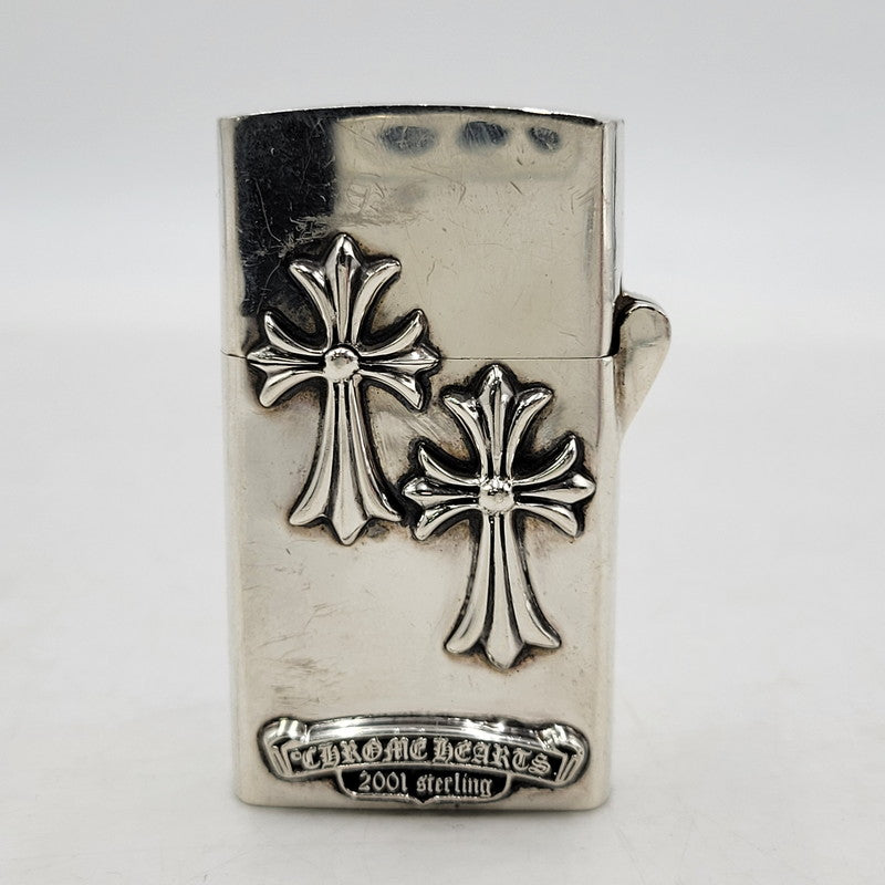 【中古品】【メンズ/レディース】 CHROME HEARTS クロムハーツ ZIPPO ジッポー タイニーダブルクロス スリムV2 ライター 190-251214-as-03-izu カラー：シルバー 万代Net店