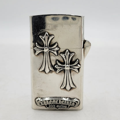【中古品】【メンズ/レディース】 CHROME HEARTS クロムハーツ ZIPPO ジッポー タイニーダブルクロス スリムV2 ライター 190-251214-as-03-izu カラー：シルバー 万代Net店