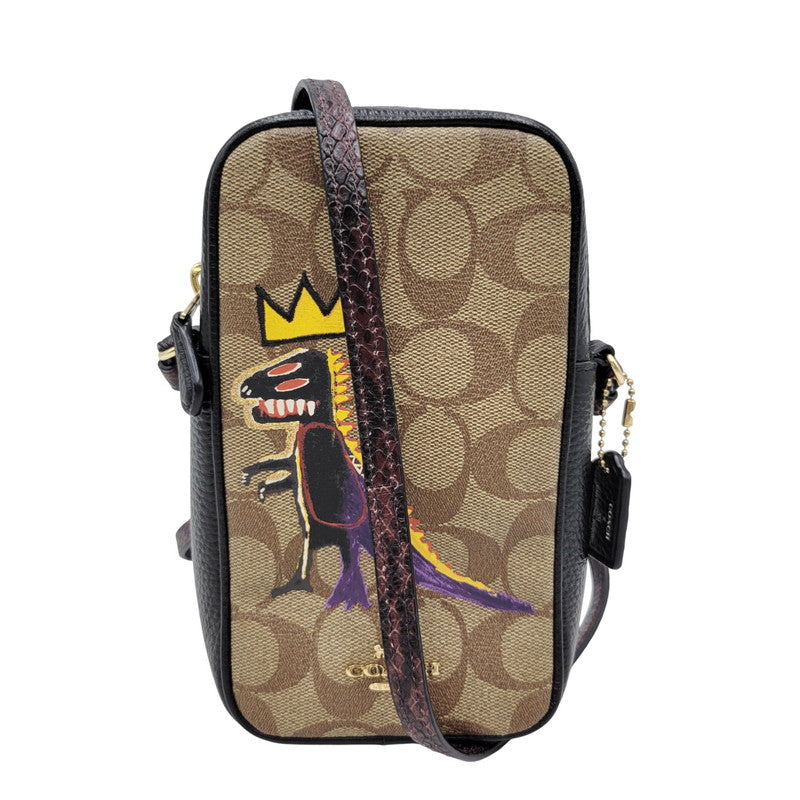 【中古品】【レディース】 COACH コーチ × JEAN MICHEL BASQUIAT ジャン ミシェル バスキア T-REX MINI SHOULDER BAG ミニショルダーバッグ カバン 鞄 180-251113-as-09-izu カラー：ブラウン×ブラック 万代Net店