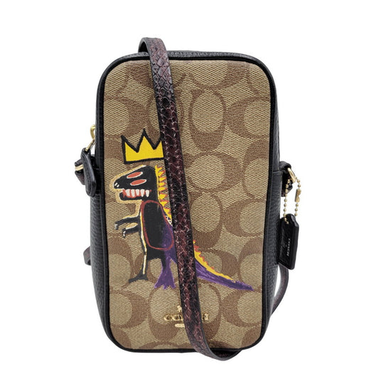 【中古品】【レディース】 COACH コーチ × JEAN MICHEL BASQUIAT ジャン ミシェル バスキア T-REX MINI SHOULDER BAG ミニショルダーバッグ カバン 鞄 180-251113-as-09-izu カラー：ブラウン×ブラック 万代Net店