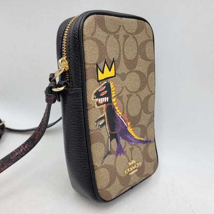 【中古品】【レディース】 COACH コーチ × JEAN MICHEL BASQUIAT ジャン ミシェル バスキア T-REX MINI SHOULDER BAG ミニショルダーバッグ カバン 鞄 180-251113-as-09-izu カラー：ブラウン×ブラック 万代Net店