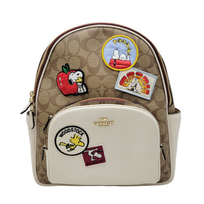 【中古品】【レディース】 COACH コーチ × PEANUTS ピーナッツ SNOOPY BACKPACK C4115 スヌーピー バックパック リュック バッグ カバン 鞄 180-251113-as-13-izu カラー：ブラウン×ホワイト 万代Net店