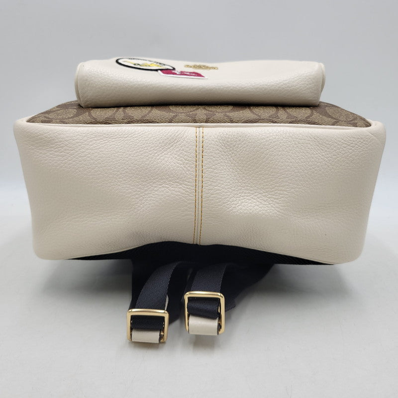 【中古品】【レディース】 COACH コーチ × PEANUTS ピーナッツ SNOOPY BACKPACK C4115 スヌーピー バックパック リュック バッグ カバン 鞄 180-251113-as-13-izu カラー：ブラウン×ホワイト 万代Net店