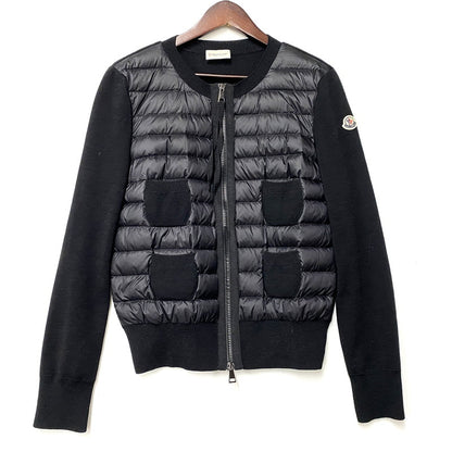 【中古品】【レディース】 MONCLER モンクレール 24AW CARDIGAN TRICOT J20939B51000 カーディガン トリコット ニット切替 ダウンジャケット トップス 168-251114-ay-14-izu サイズ：S カラー：ブラック 万代Net店