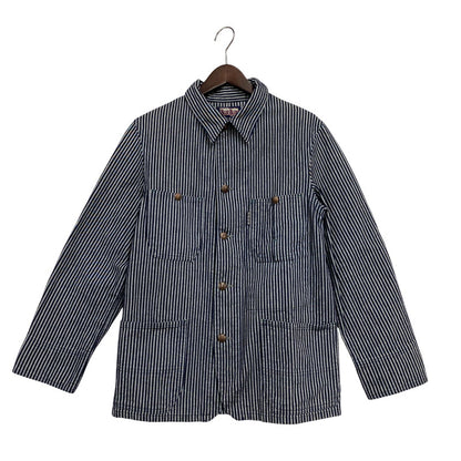 【中古品】【メンズ】 BLUE BLUE ブルーブルー COVERALLS JACKET カバーオール ジャケット ストライプ アウター 145-251119-as-13-izu サイズ：1 カラー：インディゴ 万代Net店
