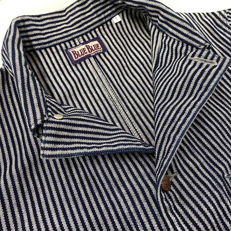 【中古品】【メンズ】 BLUE BLUE ブルーブルー COVERALLS JACKET カバーオール ジャケット ストライプ アウター 145-251119-as-13-izu サイズ：1 カラー：インディゴ 万代Net店