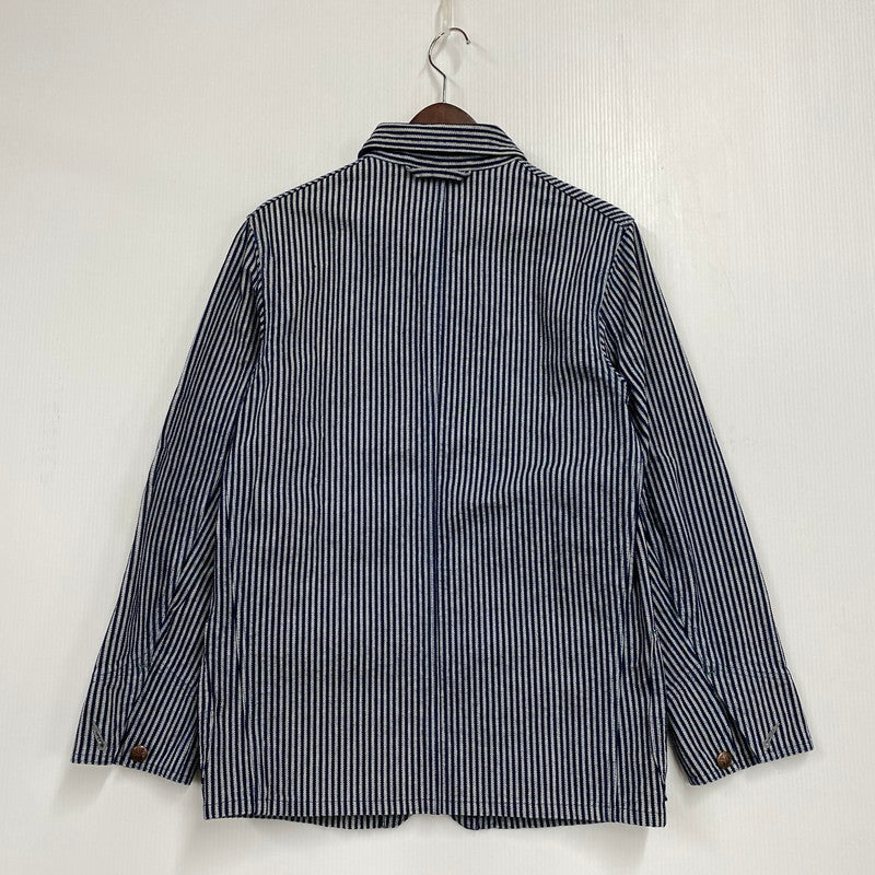 【中古品】【メンズ】 BLUE BLUE ブルーブルー COVERALLS JACKET カバーオール ジャケット ストライプ アウター 145-251119-as-13-izu サイズ：1 カラー：インディゴ 万代Net店