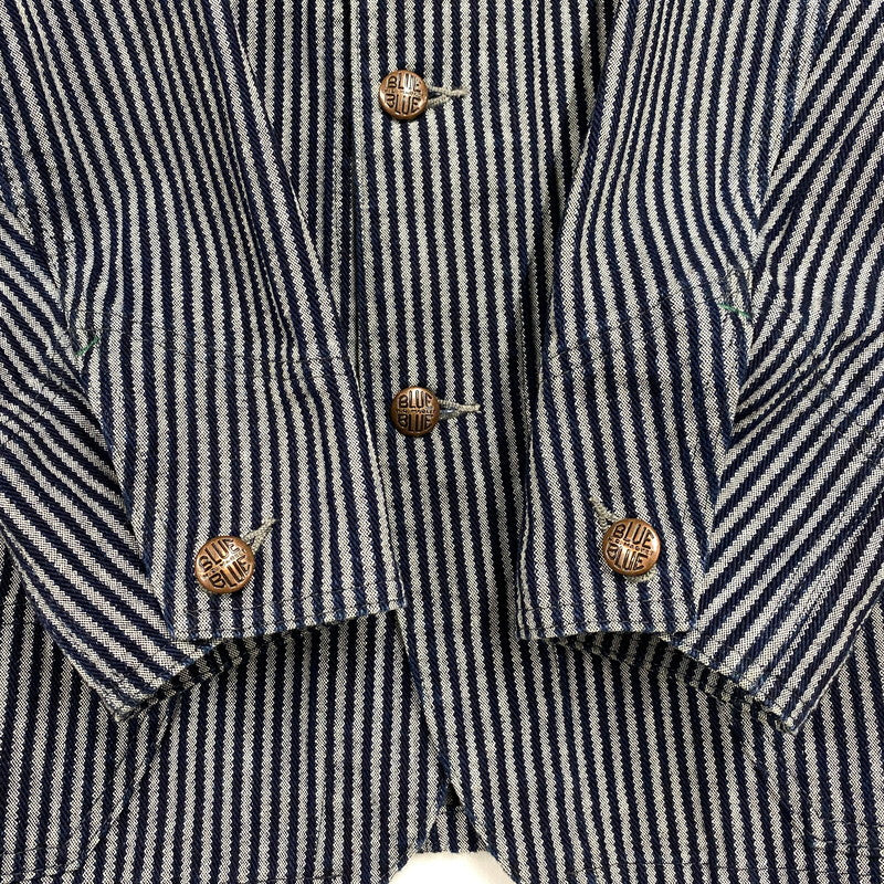 【中古品】【メンズ】 BLUE BLUE ブルーブルー COVERALLS JACKET カバーオール ジャケット ストライプ アウター 145-251119-as-13-izu サイズ：1 カラー：インディゴ 万代Net店