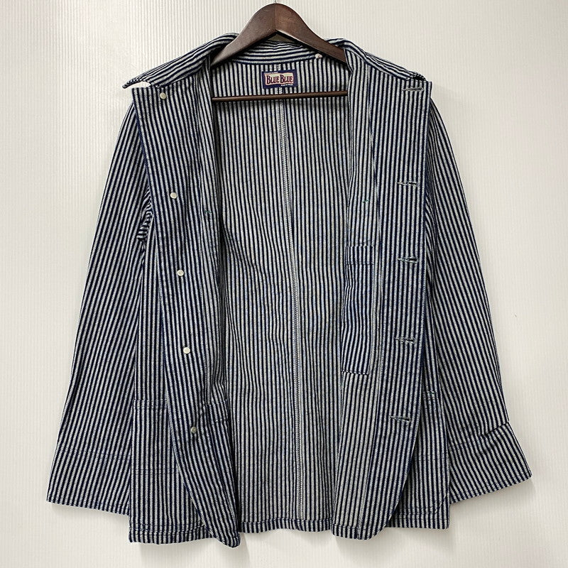 【中古品】【メンズ】 BLUE BLUE ブルーブルー COVERALLS JACKET カバーオール ジャケット ストライプ アウター 145-251119-as-13-izu サイズ：1 カラー：インディゴ 万代Net店