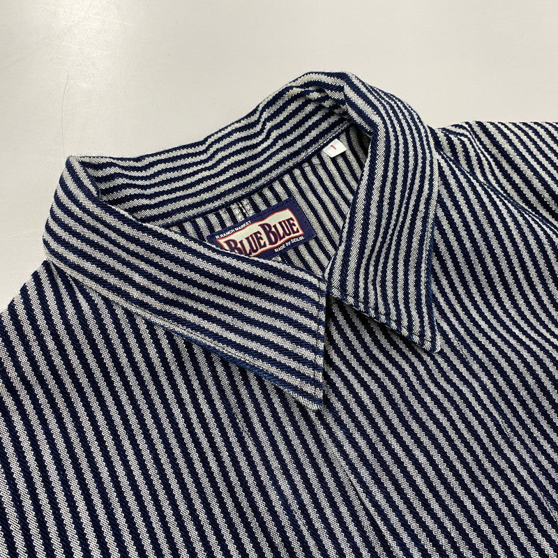【中古品】【メンズ】 BLUE BLUE ブルーブルー COVERALLS JACKET カバーオール ジャケット ストライプ アウター 145-251119-as-13-izu サイズ：1 カラー：インディゴ 万代Net店