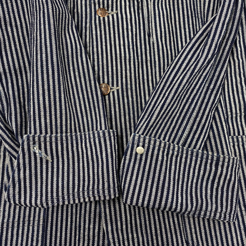 【中古品】【メンズ】 BLUE BLUE ブルーブルー COVERALLS JACKET カバーオール ジャケット ストライプ アウター 145-251119-as-13-izu サイズ：1 カラー：インディゴ 万代Net店