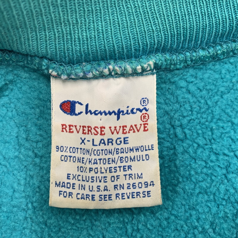 【現状渡し品】【メンズ】 Champion チャンピオン REVERSE WEAVE SWEATSHIRT リバースウィーブ スウェットシャツ 刺繍タグ USA製 目無し トレーナー 長袖 トップス 146-251116-as-02-izu サイズ：XL カラー：ターコイズブルー 万代Net店