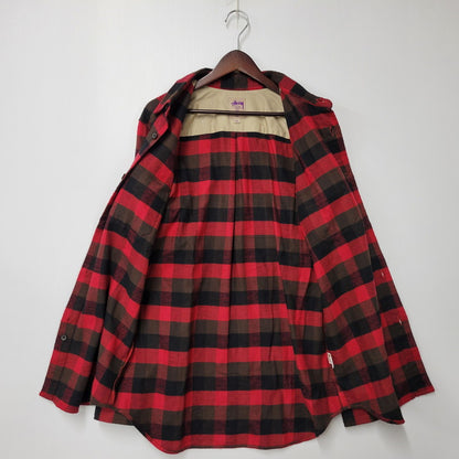 【中古品】【メンズ】 STUSSY ステューシー 紫タグ COTTON CHECK LS SHIRT コットン チェック ロングスリーブ シャツ トップス 長袖 142-251123-cs-10-izu サイズ：XL カラー：マルチ 万代Net店