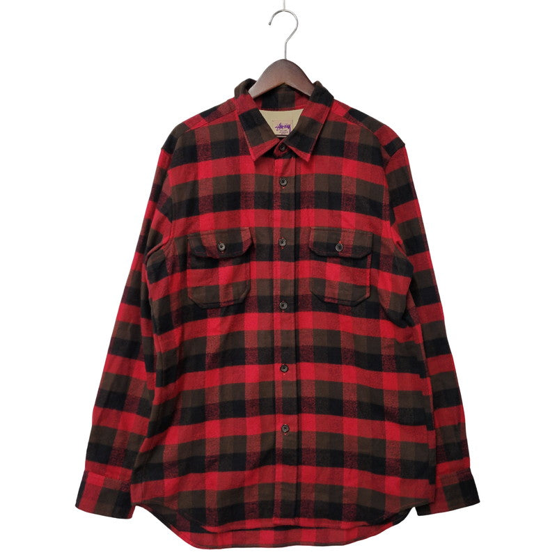 【中古品】【メンズ】 STUSSY ステューシー 紫タグ COTTON CHECK LS SHIRT コットン チェック ロングスリーブ シャツ トップス 長袖 142-251123-cs-10-izu サイズ：XL カラー：マルチ 万代Net店