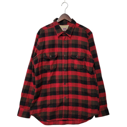 【中古品】【メンズ】 STUSSY ステューシー 紫タグ COTTON CHECK LS SHIRT コットン チェック ロングスリーブ シャツ トップス 長袖 142-251123-cs-10-izu サイズ：XL カラー：マルチ 万代Net店