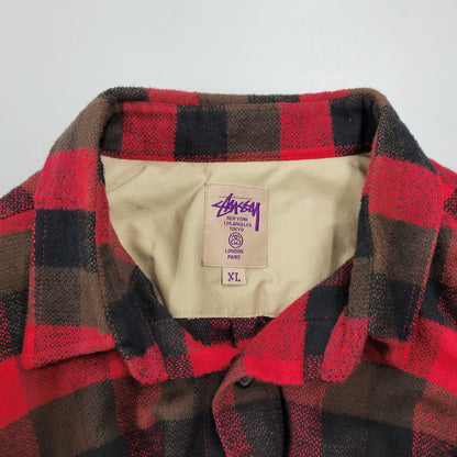 【中古品】【メンズ】 STUSSY ステューシー 紫タグ COTTON CHECK LS SHIRT コットン チェック ロングスリーブ シャツ トップス 長袖 142-251123-cs-10-izu サイズ：XL カラー：マルチ 万代Net店