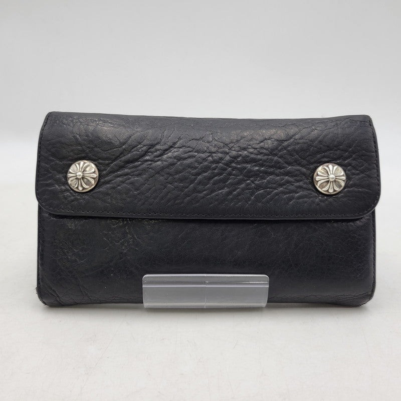 【現状渡し品】【メンズ】 CHROME HEARTS クロムハーツ WAVE WALLET ウェーブウォレット 長財布 190-251214-as-09-izu カラー：ブラック 万代Net店