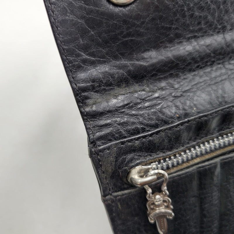 【現状渡し品】【メンズ】 CHROME HEARTS クロムハーツ WAVE WALLET ウェーブウォレット 長財布 190-251214-as-09-izu カラー：ブラック 万代Net店