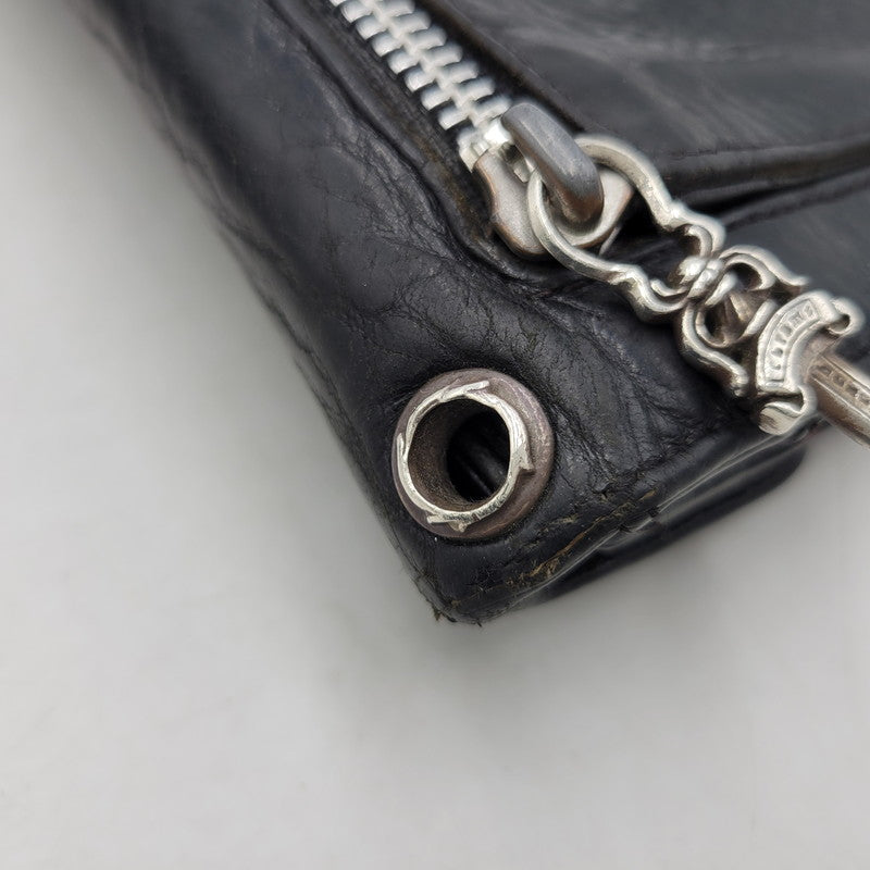 【現状渡し品】【メンズ】 CHROME HEARTS クロムハーツ WAVE WALLET ウェーブウォレット 長財布 190-251214-as-09-izu カラー：ブラック 万代Net店