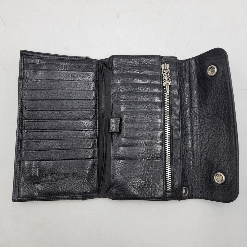 【現状渡し品】【メンズ】 CHROME HEARTS クロムハーツ WAVE WALLET ウェーブウォレット 長財布 190-251214-as-09-izu カラー：ブラック 万代Net店