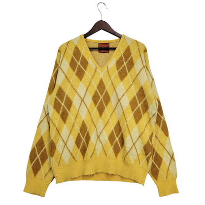 【中古品】【メンズ】 SEARS シアーズ KING ROAD SPORTSWEAR キング ロード スポーツ ウェア 60’S ARGYLE MOHAIR VNECK KINT アーガイル モヘア Vネック ニット トップス セーター 146-251115-ya-02-izu サイズ：L カラー：イエロー 万代Net店