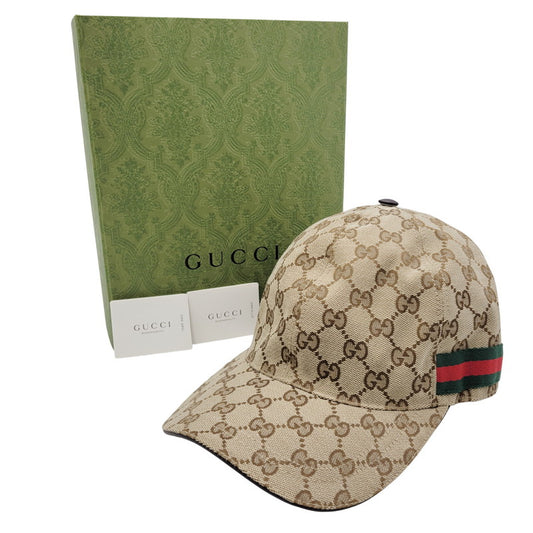 【中古品】【メンズ/レディース】 GUCCI グッチ WEB LINE GG CANVAS BASEBALL CAP GGキャンバス ベースボールキャップ 帽子 183-251122-as-22-izu サイズ：XL カラー：ブラウン系 万代Net店