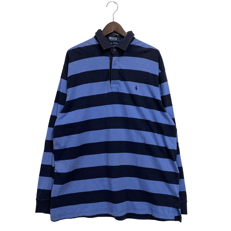 【中古品】【メンズ】 Polo by Ralph Lauren ポロバイラルフローレン 90S BORDER POLO LS SHIRT ボーダー ポロ ロングスリーブ シャツ トップス 長袖 146-251117-cs-19-izu サイズ：L カラー：ブル-×ネイビー 万代Net店