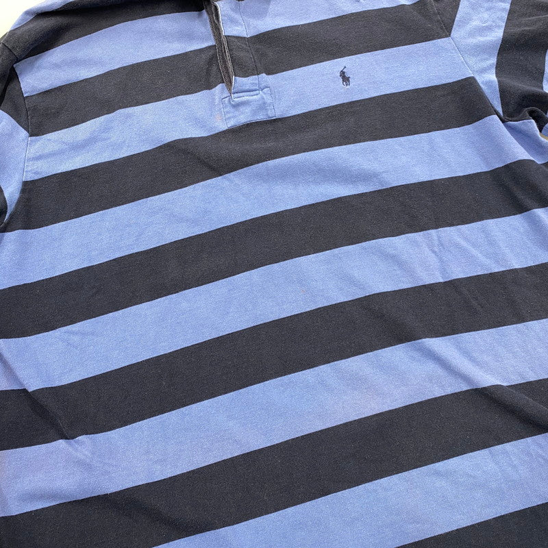【中古品】【メンズ】 Polo by Ralph Lauren ポロバイラルフローレン 90S BORDER POLO LS SHIRT ボーダー ポロ ロングスリーブ シャツ トップス 長袖 146-251117-cs-19-izu サイズ：L カラー：ブル-×ネイビー 万代Net店