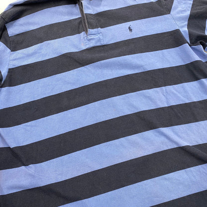 【中古品】【メンズ】 Polo by Ralph Lauren ポロバイラルフローレン 90S BORDER POLO LS SHIRT ボーダー ポロ ロングスリーブ シャツ トップス 長袖 146-251117-cs-19-izu サイズ：L カラー：ブル-×ネイビー 万代Net店