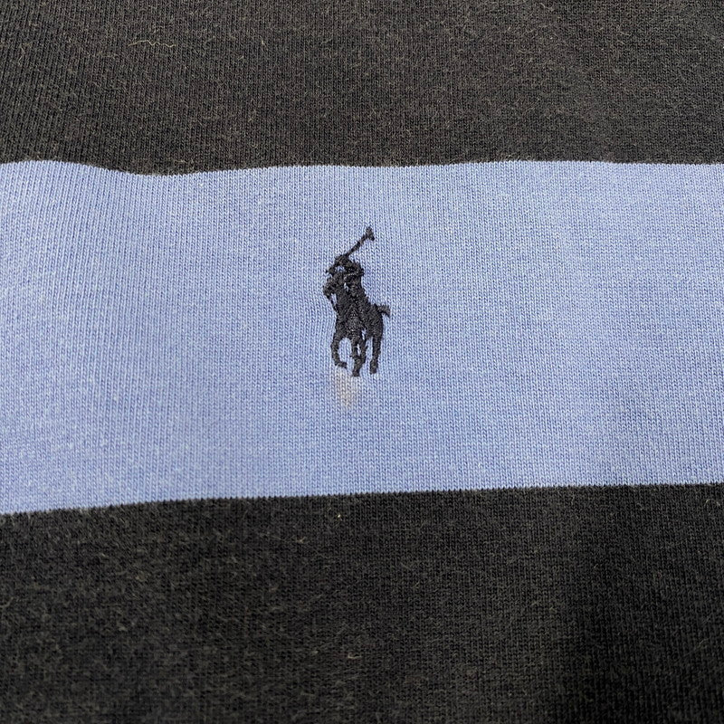 【中古品】【メンズ】 Polo by Ralph Lauren ポロバイラルフローレン 90S BORDER POLO LS SHIRT ボーダー ポロ ロングスリーブ シャツ トップス 長袖 146-251117-cs-19-izu サイズ：L カラー：ブル-×ネイビー 万代Net店