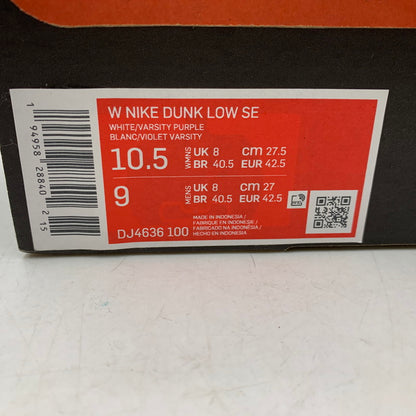 【中古美品】【メンズ】 NIKE ナイキ W DUNK LOW SE DJ4636-100 ウィメンズ ダンク ロー SE スニーカー シューズ 靴 160-251116-as-21-izu サイズ：27.5cm カラー：WHITE/VARSITY PURPLE 万代Net店